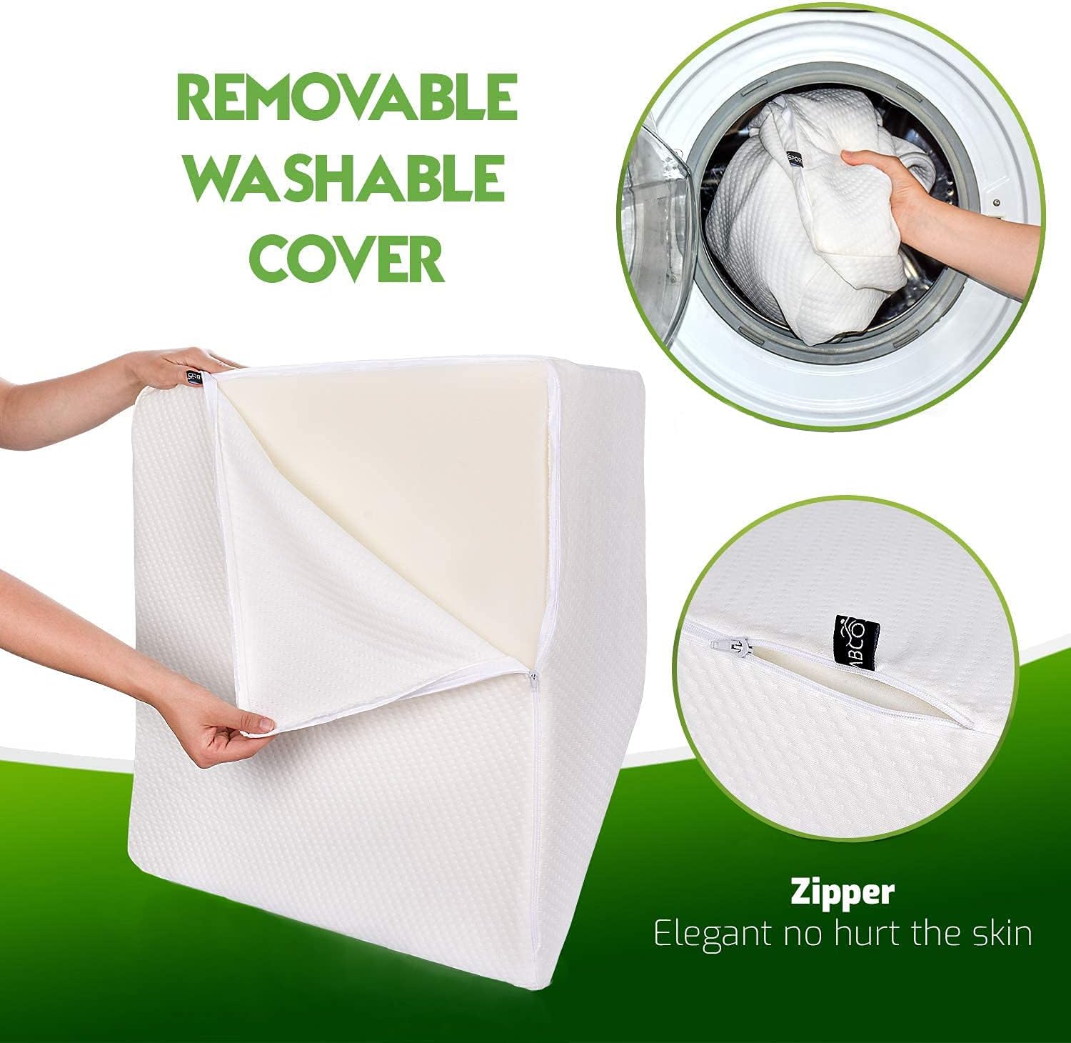 Adam Icon Leg Wedge Elevation Pillow for Sleeping Circulation Supportive Bed Pillow Leg Swelling Foot & Knee Discomfort (24x21x8 wedge cover only)