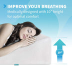 Bed Wedge Pillow Gel Memory Foam Top - Cooling Elevated Support Cushion for Lower Back Pain, Acid Reflux, Heartburn, Allergies, Snoring - Ultra Soft Breathable Cover (10 Inch Wedge)
