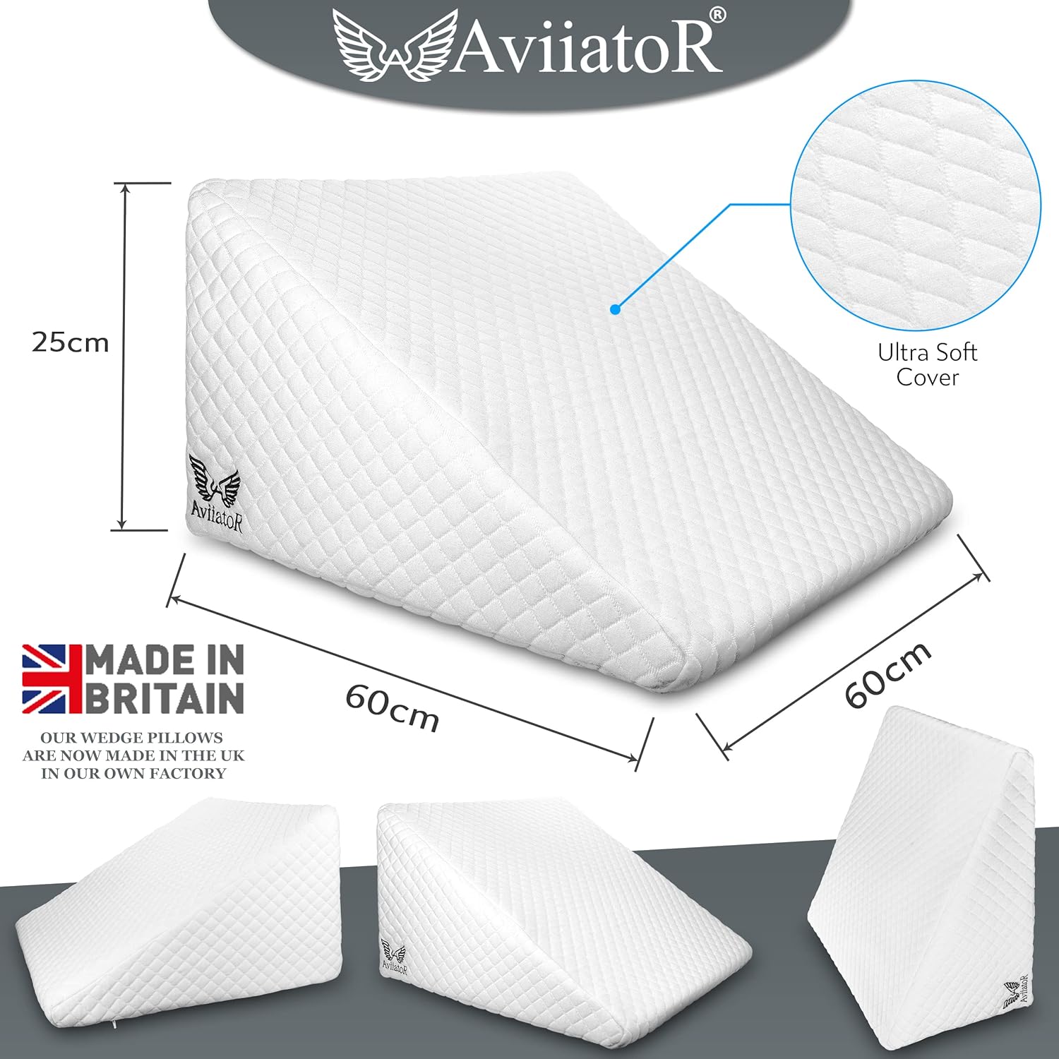 Leg Elevation Pillow for Sleeping, Resting, Supportive Bed Wedge Foam Pillow for Circulation, Swelling, Foot & Knee Discomfort @ M&A STYLE