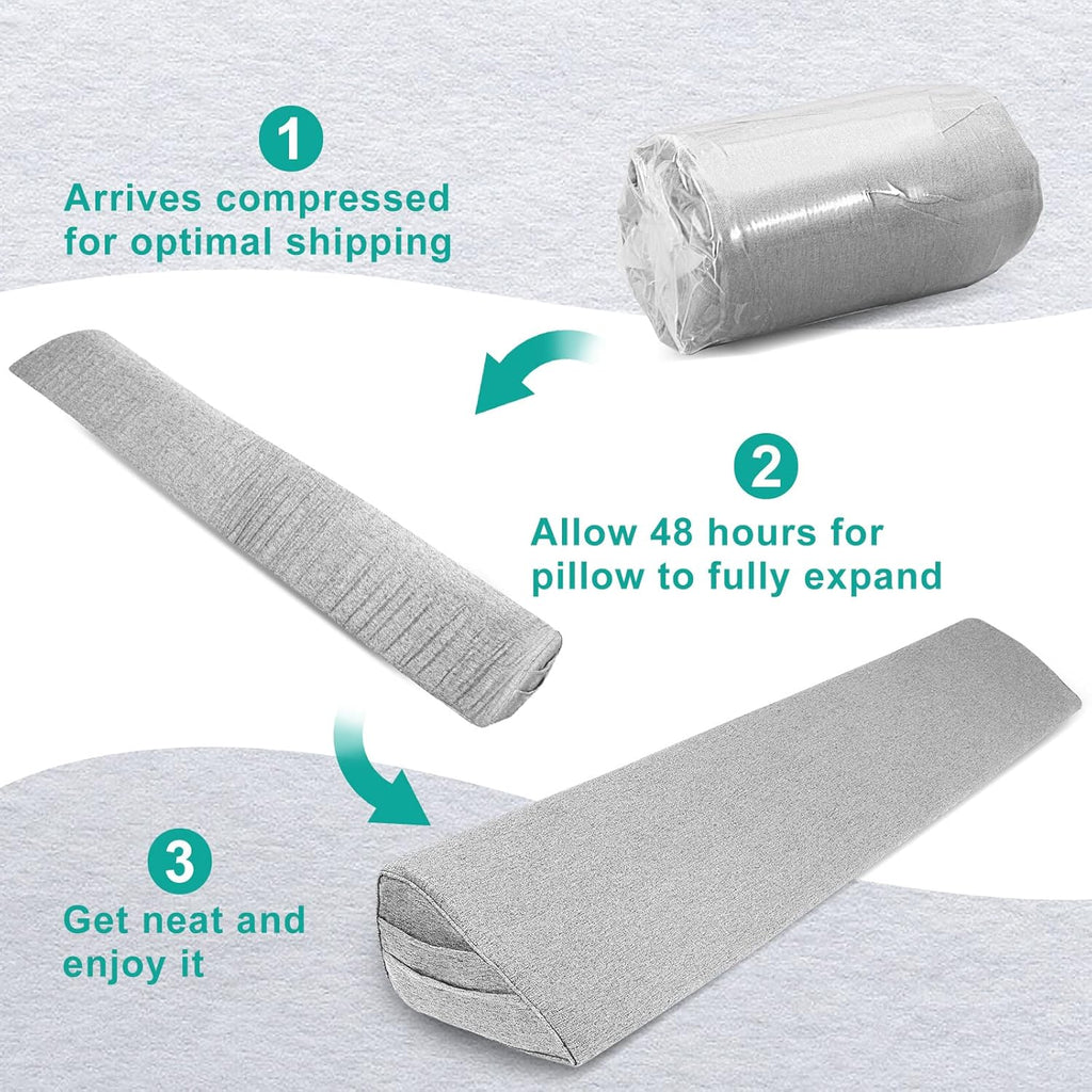 Talcusble Bed Wedge Pillow Plus Queen Size(60"x10"x6") Bed Gap Filler for Headboard to Fill The Gap(0-8") Between Headboard and Mattress, Mattress Wedge, Triangle Bolster Pillow