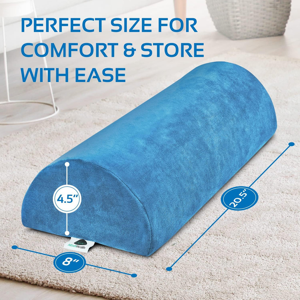 Lumbar Support Pillow for Sleeping - Large Half-Moon Bolster Pillow for Legs, Knees, Lower Back, Ankles & Feet - Machine Washable Cover, Semi-Roll Knee Pillow for Back Sleepers & Head Support (Navy)