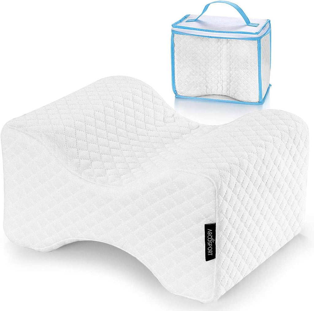 Knee Pillow - for Hip, Back, Leg, Knee Pain Relief - Ideal for Side Sleepers, Pregnancy & Right Spine Alignment - Premium Comfortable Memory Foam Wedge Contour with Washable Cover {New and Improved}
