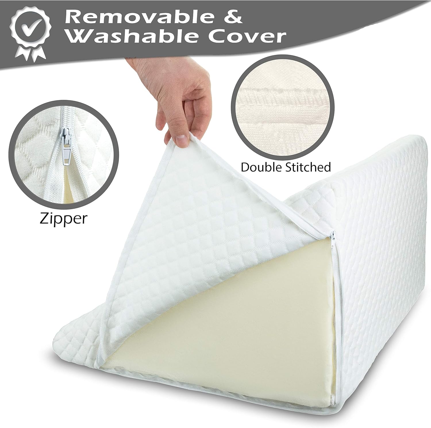 Leg Elevation Pillow for Sleeping, Resting, Supportive Bed Wedge Foam Pillow for Circulation, Swelling, Foot & Knee Discomfort @ M&A STYLE