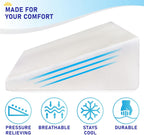 Bed Wedge Pillow Cooling Memory Foam Top – 10" 24" 24" Elevated Support Cushion, Triangle Wedge Pillow for Sleeping, Lower Back Pain, Acid Reflux, Heartburn, Allergies, Snoring – Removable Cover