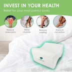 Sciatic Nerve Pain Relief Knee Pillow - Best for Pregnancy, Leg, Knee, Back & Spine Alignment - Memory Foam Wedge Leg Pillow with Washable Cover (White, Standard)