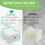 Sciatic Nerve Pain Relief Knee Pillow - Best for Pregnancy, Leg, Knee, Back & Spine Alignment - Memory Foam Wedge Leg Pillow with Washable Cover (White, Standard)