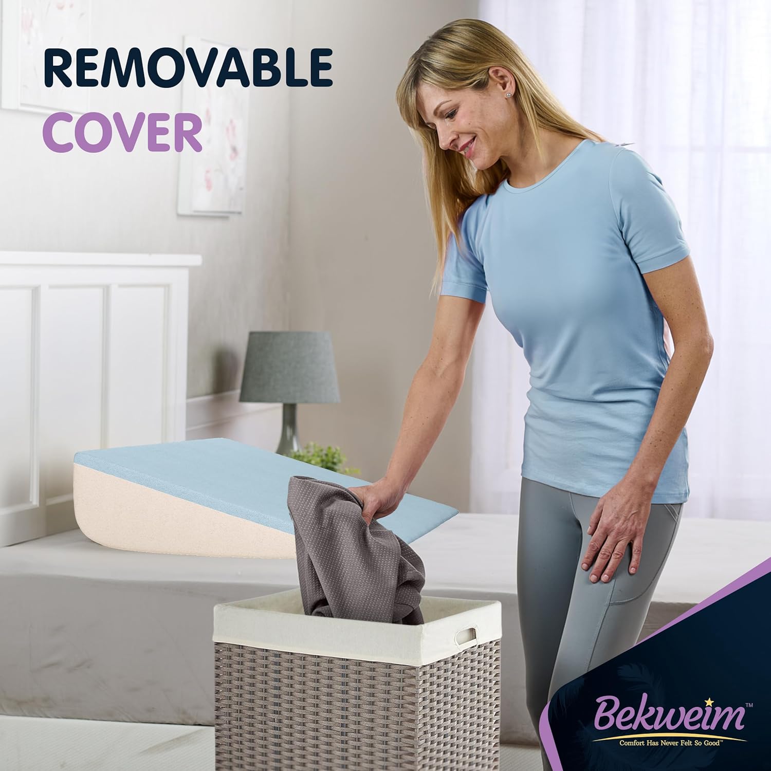 Bed Wedge Pillow | Unique Curved Design for Multi Position Use | Memory Foam Wedge Pillow for Sleeping | Works for Back Support, Leg, Knee | Includes Cover Plus Extra Sheet (Dark Grey)