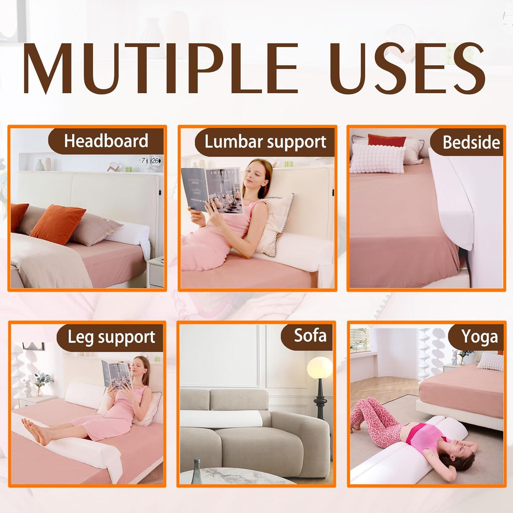 jakoola Bed Wedge Pillow Stopper Mattress Filler Pillow for Gap Between Mattress and Headboard Sideboard Queen Size 60” x 10” x 6”