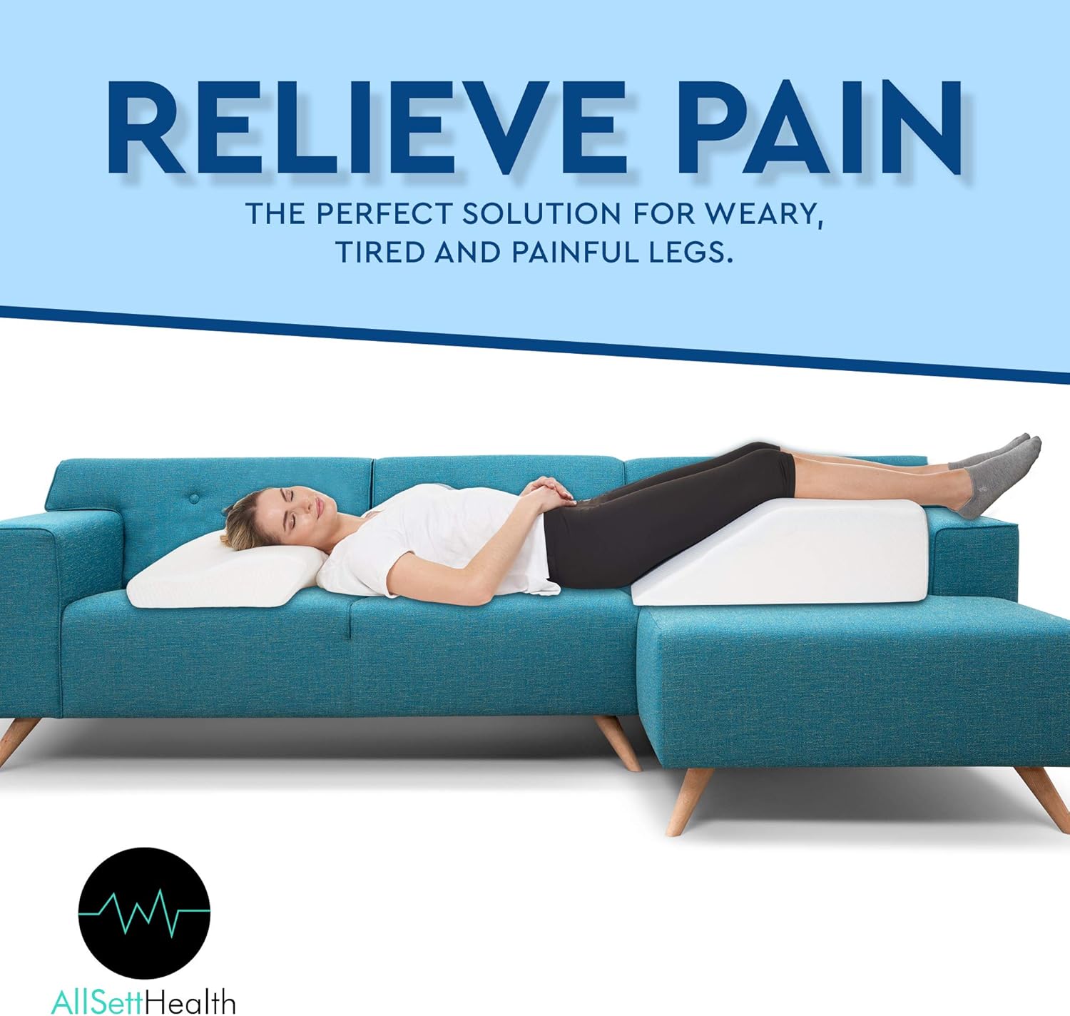 Leg Elevation Pillow - Cooling Gel Memory Foam Top, High-Density Leg Rest Elevating Foam Wedge- Relieves and Recovers Foot and Ankle Injury, Leg, Hip and Knee Pain, Improves Blood Circulation
