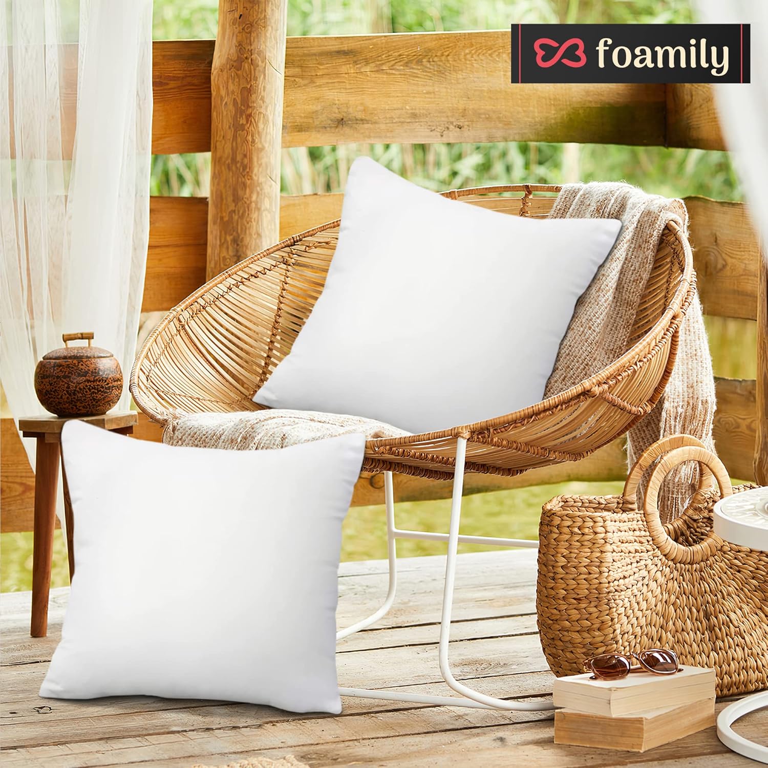 Foamily® 4 Pack - 12" x 20" Premium Outdoor Water Resistant Stuffer Pillow Throw Inserts Sham Square Form, Standard/White @ M&A STYLES LTD