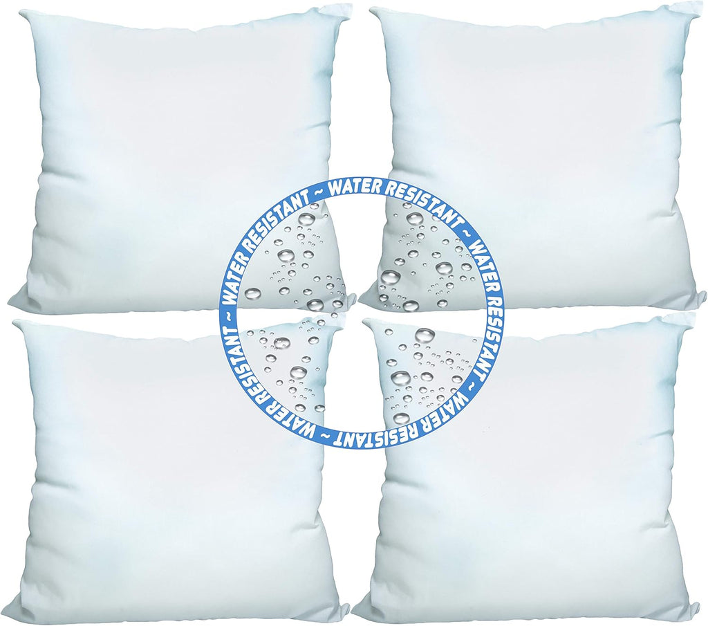 Foamily® Set of 4-20 x 20 Premium Outdoor Water Resistant Stuffer Pillow Throw Inserts Sham Square Form, 20" L X 20" W, Standard/White @ M&A STYLES LTD