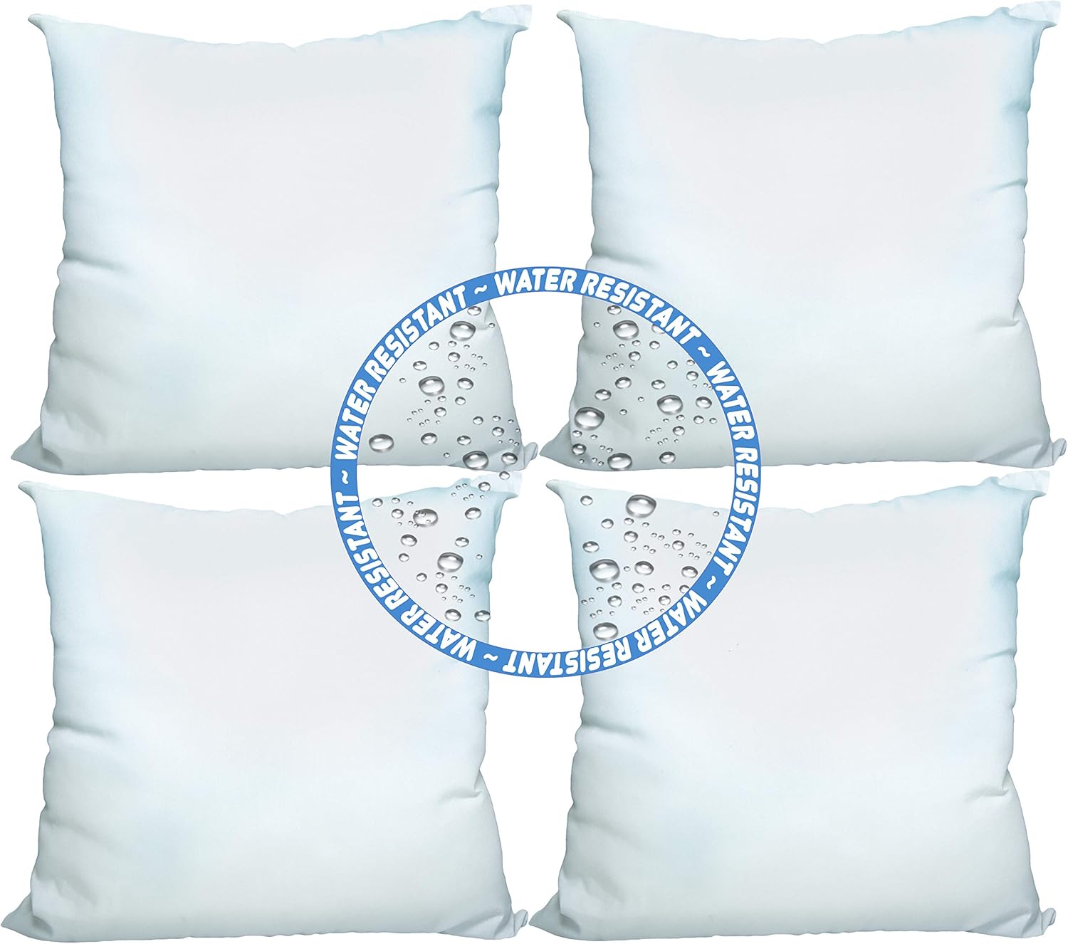 Foamily® Set of 4-20 x 20 Premium Outdoor Water Resistant Stuffer Pillow Throw Inserts Sham Square Form, 20" L X 20" W, Standard/White @ M&A STYLES LTD