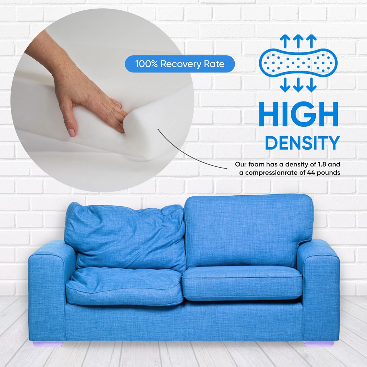 Professional Upholstery Foam 2" Thick, 36" Wide X 72" Long Regular Density