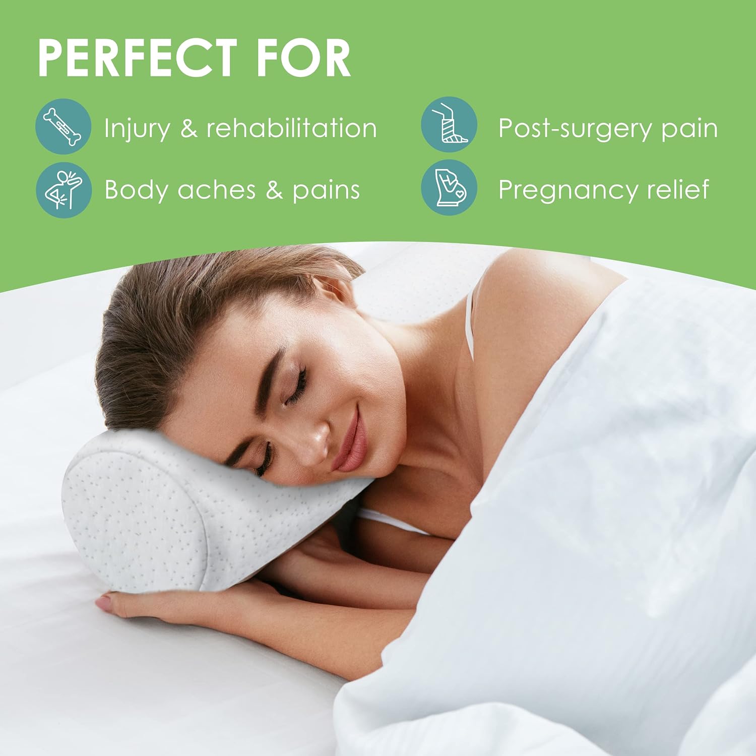 Cushy Form Travel Neck Pillow - Washable Memory Foam Cylinder Pillow for Neck, Back & Leg Support