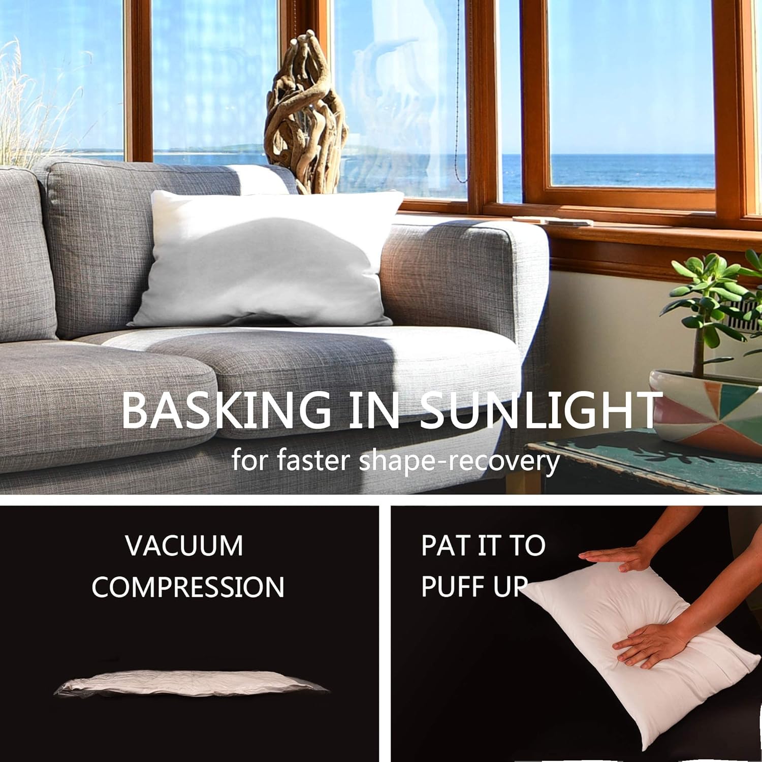 EDOW Luxury Throw Pillow Insert, Soft Fluffy Down Alternative Polyester Square Form Decorative Pillow Insert,Sham Stuffer,Cotton Cover for Sofa, Couch,Bed and Car. (White, 12x20)