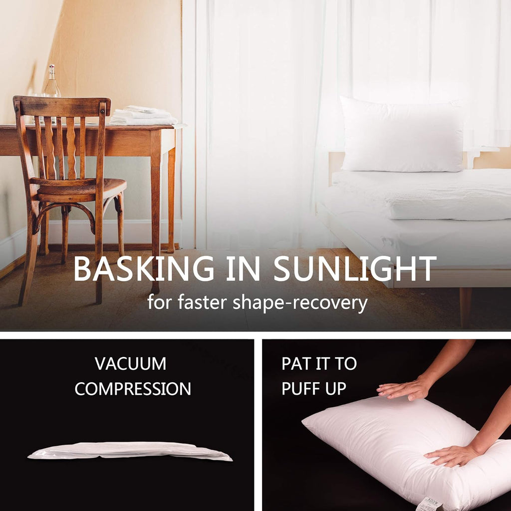 EDOW Soft Pillows for Sleeping, Fluffy Down Alternative Hypoallergenic&Dust Mite Resistant Polyester Fiber Pillow, Home&Hotel-Collection, Machine Washable, Neck Pain&Headache Relief - Queen