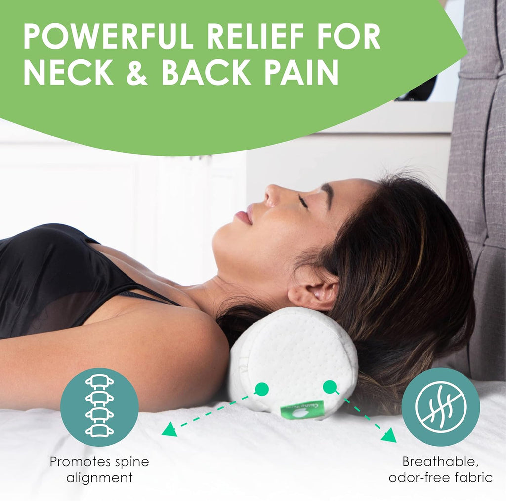 Cushy Form Travel Neck Pillow - Washable Memory Foam Cylinder Pillow for Neck, Back & Leg Support