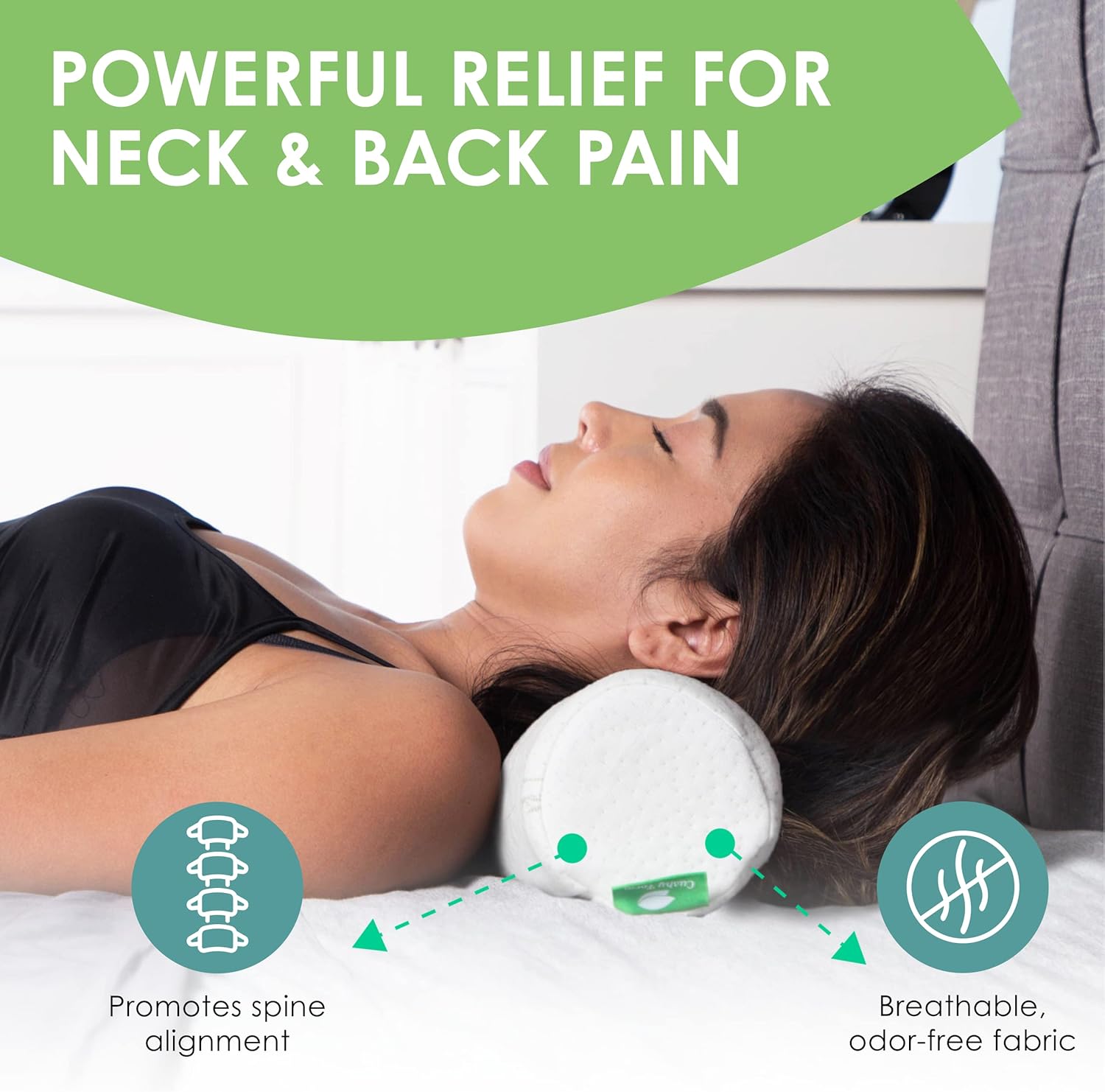 Cushy Form Travel Neck Pillow - Washable Memory Foam Cylinder Pillow for Neck, Back & Leg Support