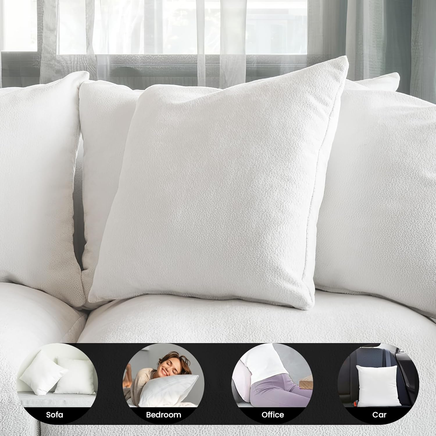 Foamily Set of 4-12 x 12 Premium Hypoallergenic Stuffer Pillow Inserts Sham Square Form Polyester, 12" L X 12" W, Standard/White