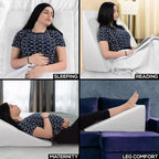 Wedge Pillow Support Cushion Great for Bed and Couch, Helps to Reduce Snoring, Acid Reflux, Back Pain and Respiratory - Ideal Foam for Sleeping, Reading - Breathable Washable Cover