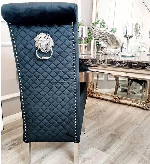 Sofia black Velvet Lion Knocker Dining Chairs (Set of 2)