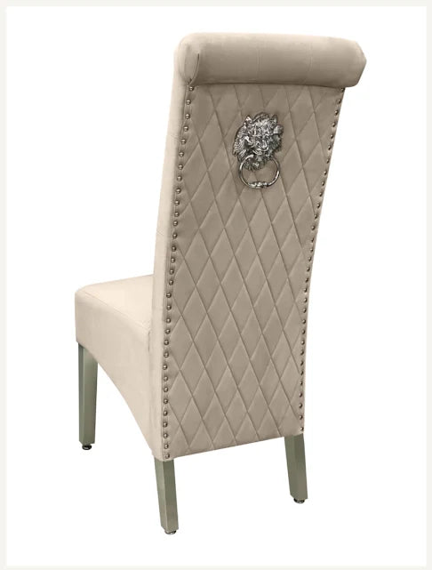 Sofia Mink Velvet Lion Knocker Dining Chairs (Set of 2)