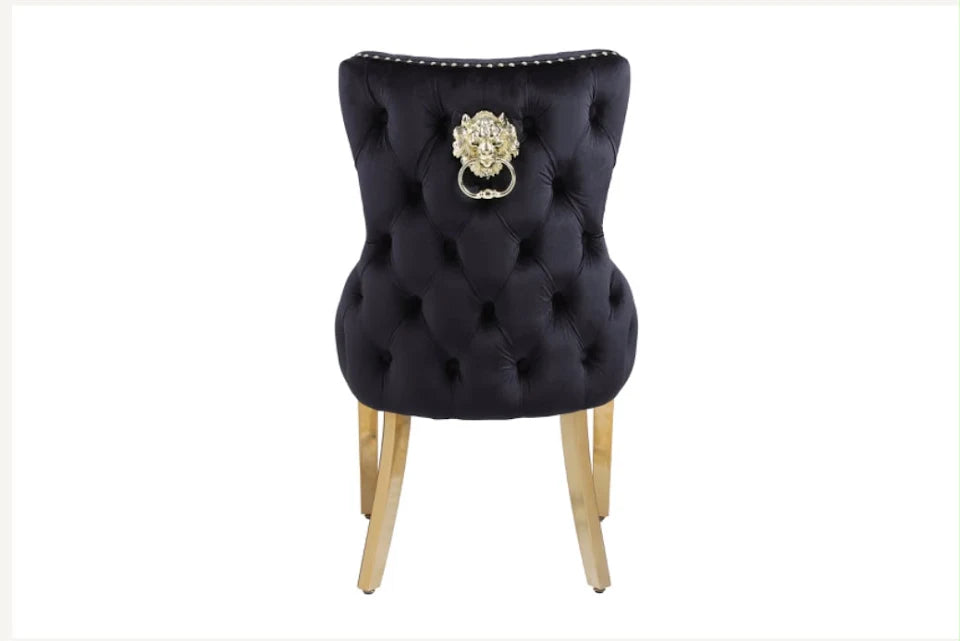 Valentino Black and Gold Detailing Lion Knocker (Set of 2)