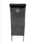 Sofia Dark Grey Velvet Lion Knocker Dining Chairs (Set of 2)